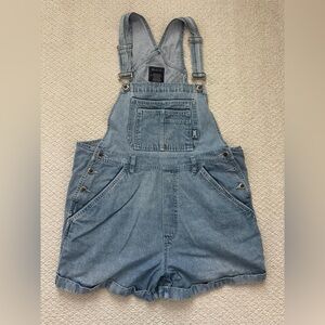 90s Route 66 Light Blue Denim Short Overalls